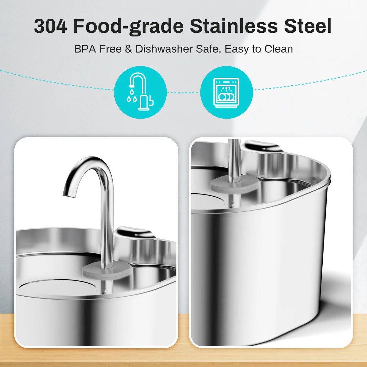 Automatic Stainless Steel Pet Water Fountain — 2.2L with Sensor and Filters