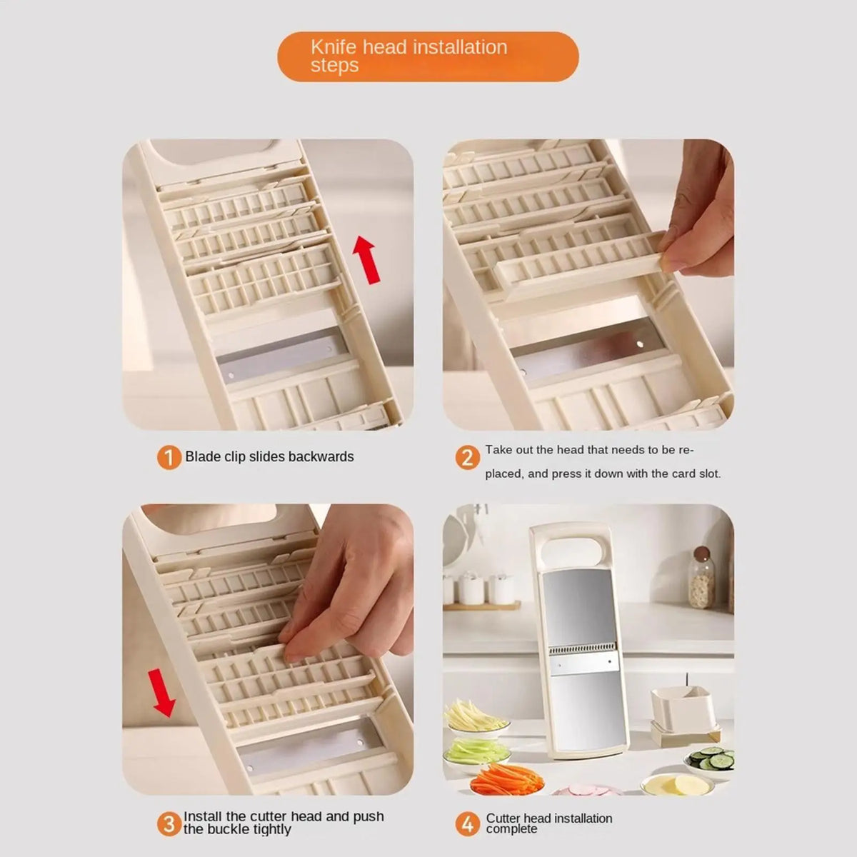 Vegetable Slicer Chopper Ergonomic Cutter With Safety Guard Multi-Blade Kitchen Gadget For Potatoes Onions Cucumbers, Home Cook