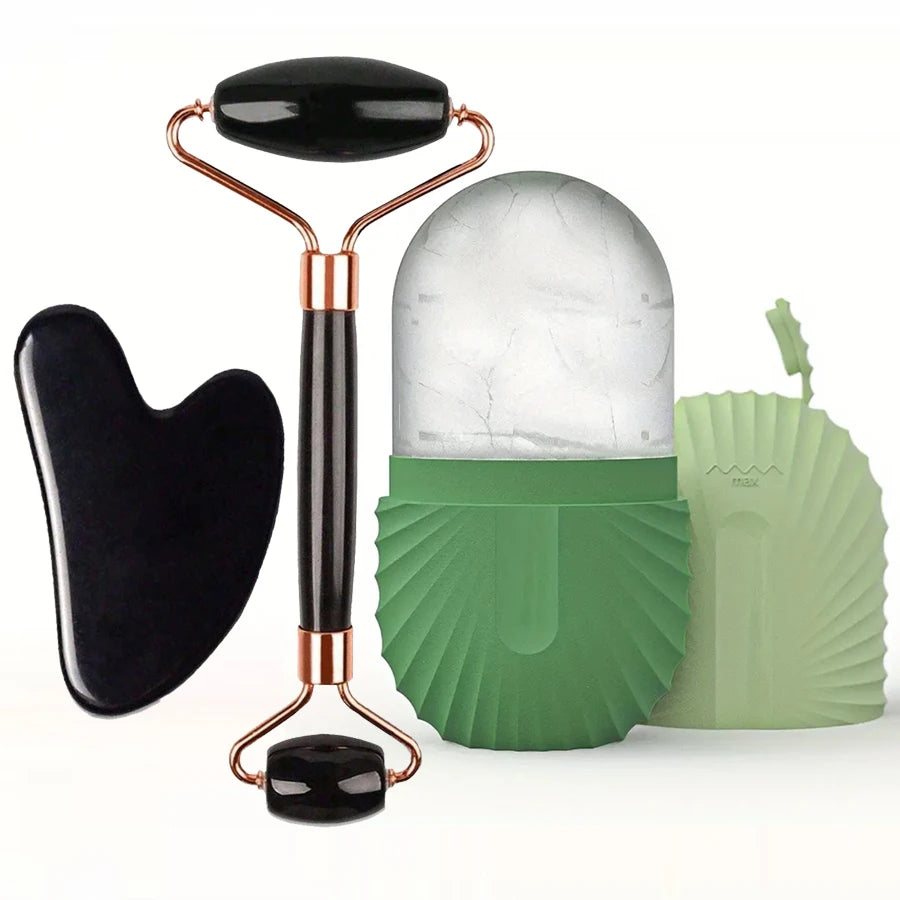 Ice Face Roller & Gua Sha Set — Facial Skincare Massage Tool