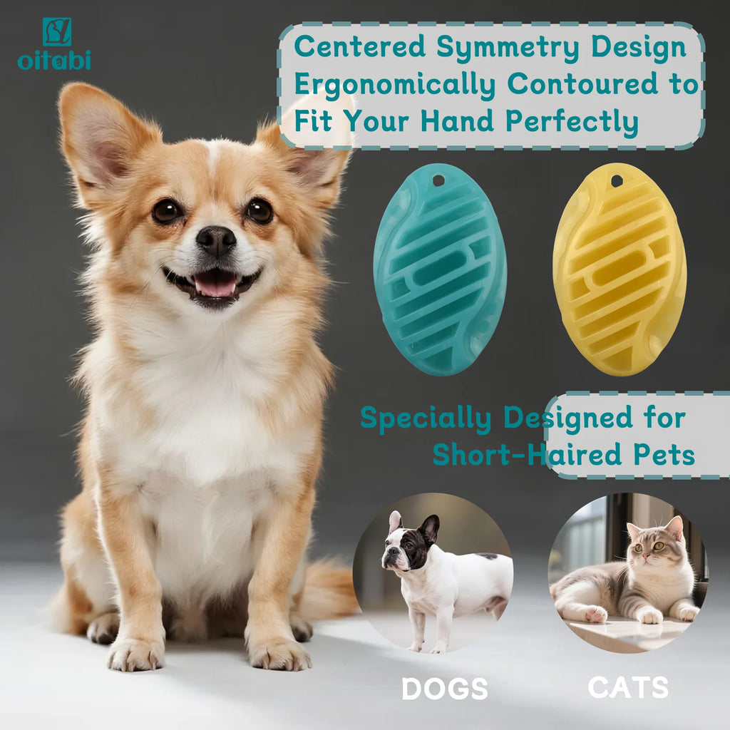 Soft Rubber Pet Grooming Brush for Short-Hair Dogs and Cats