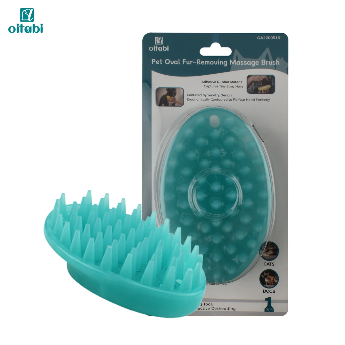 Soft Rubber Pet Grooming Brush for Short-Hair Dogs and Cats