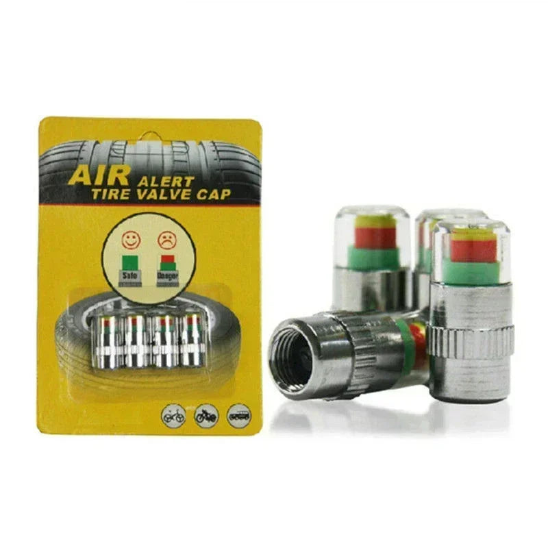 Tire Pressure Indicator Valve Caps — 4 or 8 Pack