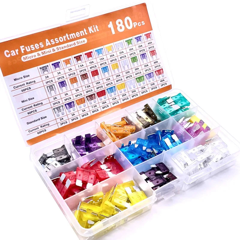 180-Piece Car Blade Fuse Assortment Kit