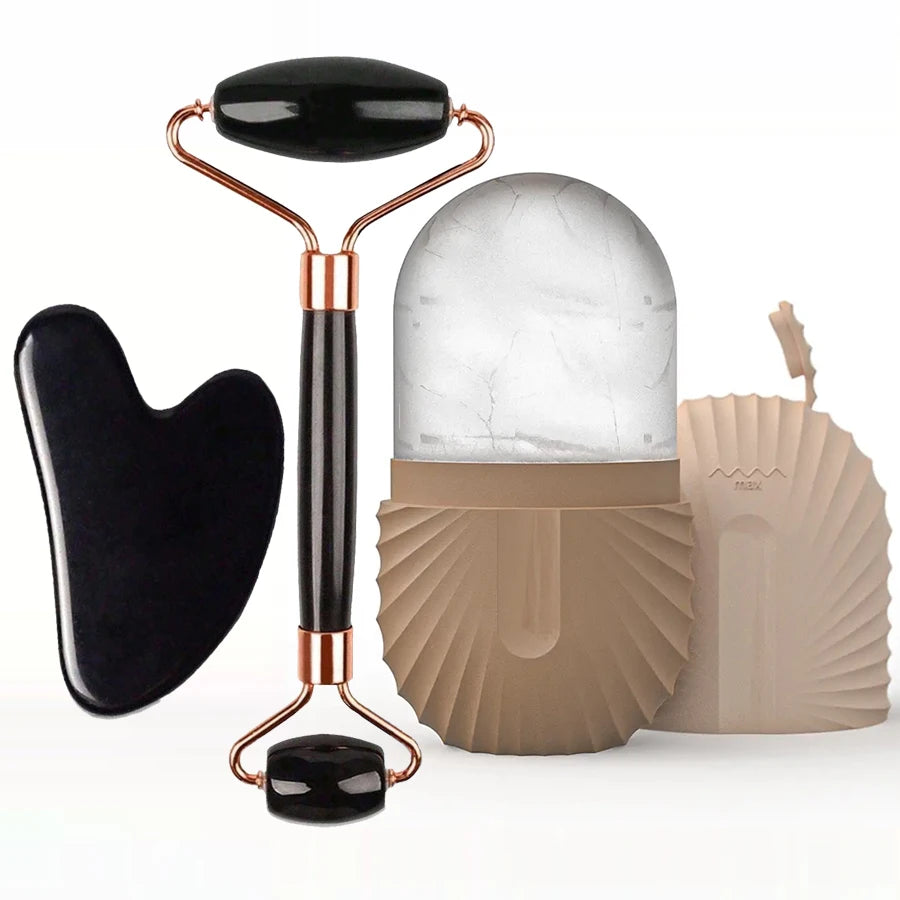 Ice Face Roller & Gua Sha Set — Facial Skincare Massage Tool