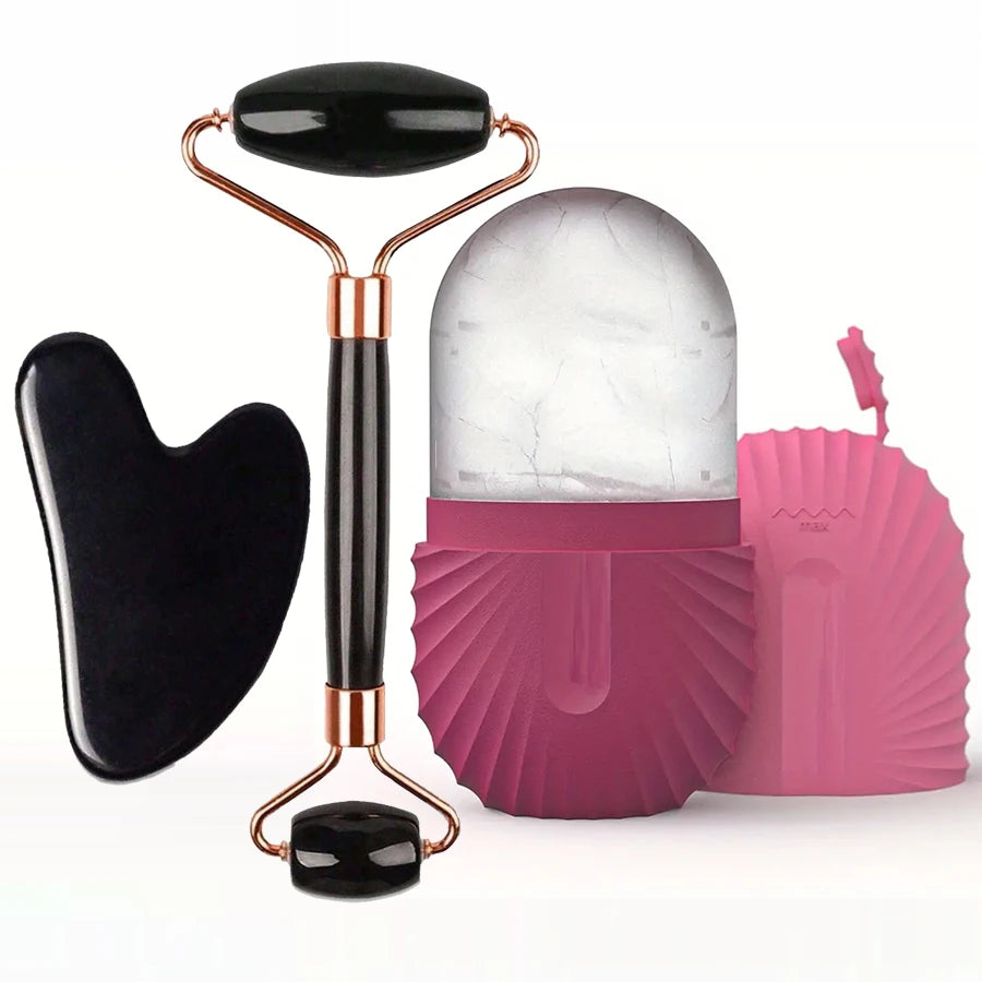 Ice Face Roller & Gua Sha Set — Facial Skincare Massage Tool