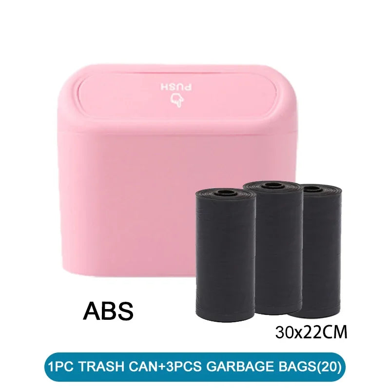 Car Trash Can with Lid and Garbage Bags