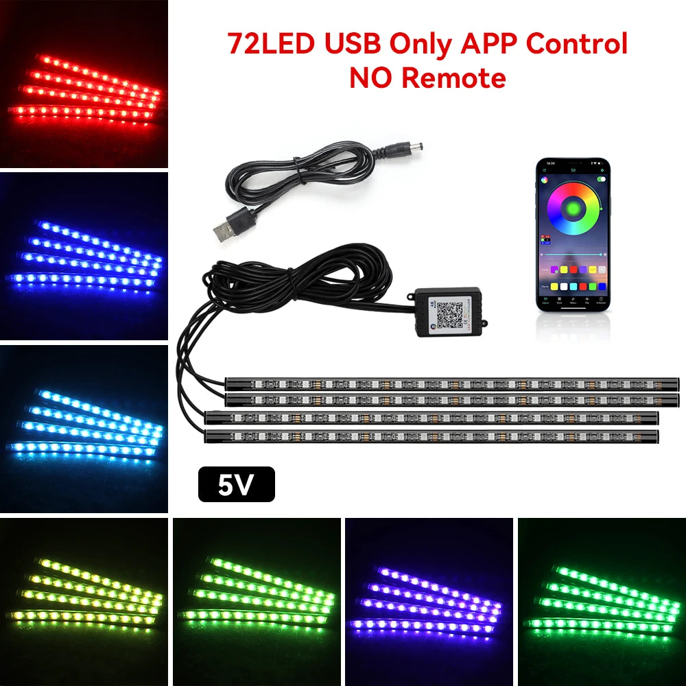 Car Interior RGB Ambient Light Kit – Music-Sync LED Footwell Lights