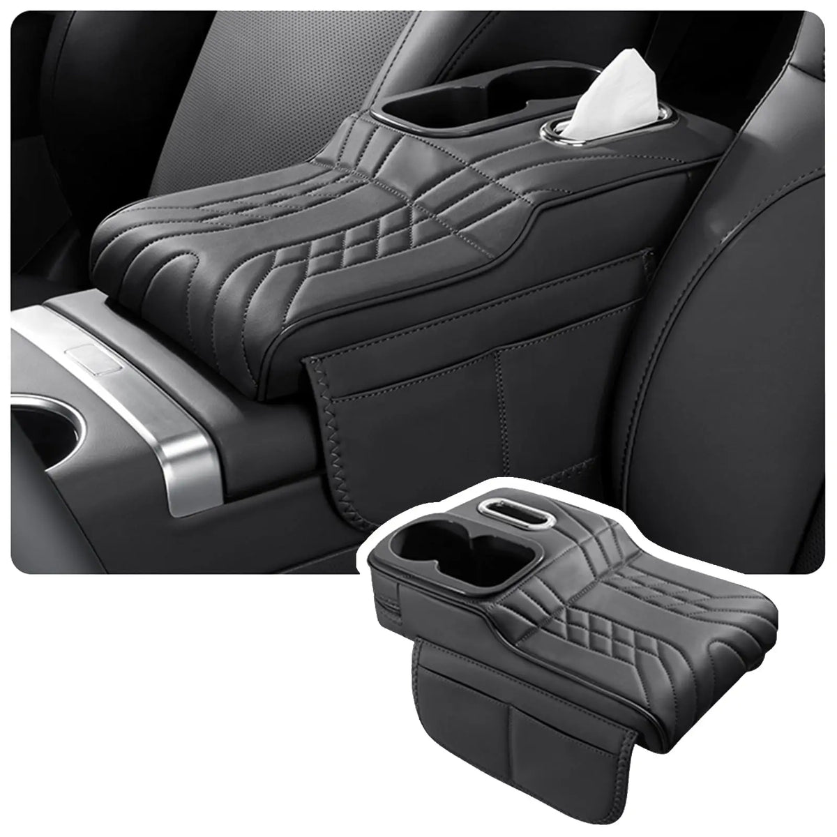 Car Armrest Cushion with Compartments