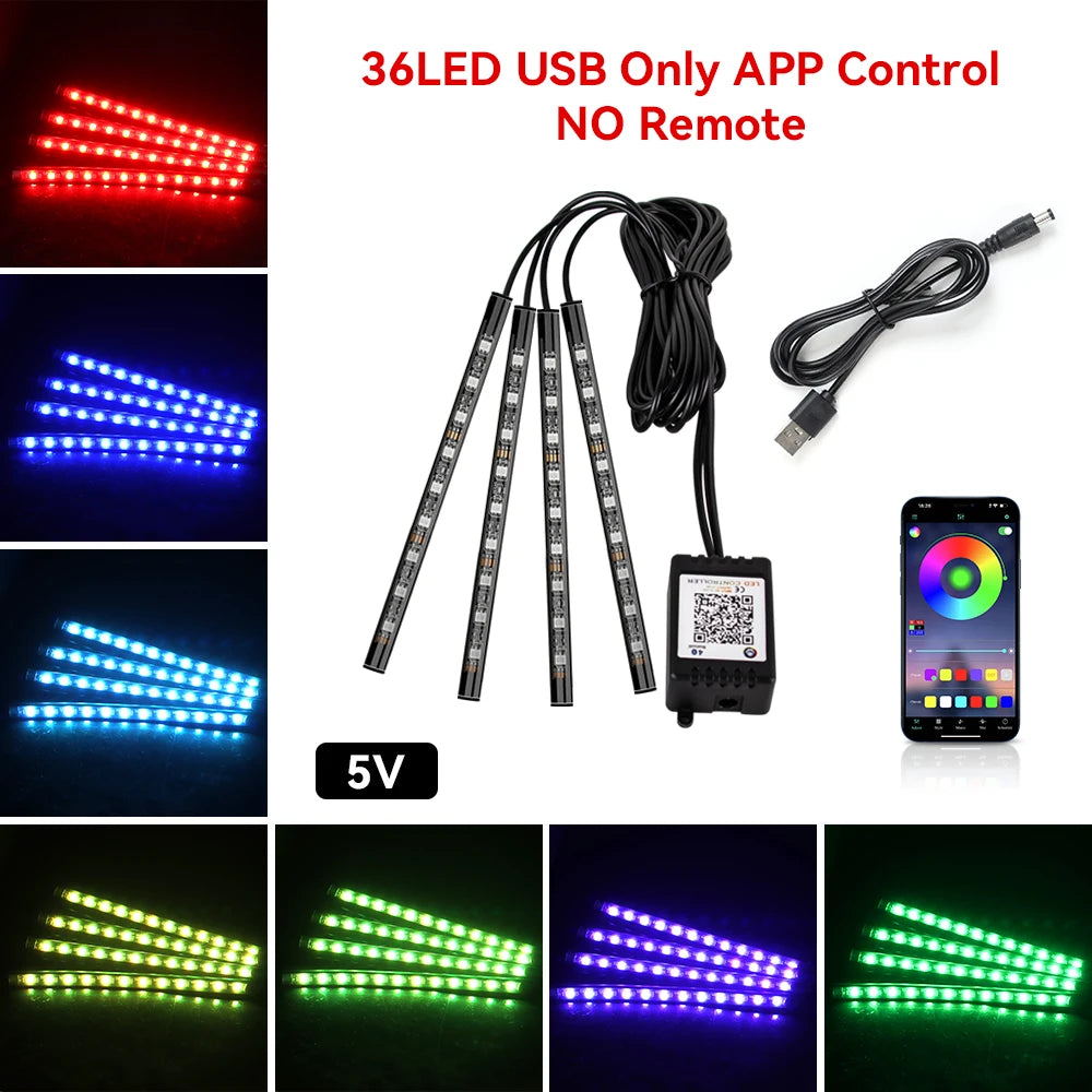 Car Interior RGB Ambient Light Kit – Music-Sync LED Footwell Lights