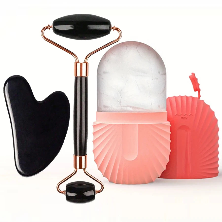 Ice Face Roller & Gua Sha Set — Facial Skincare Massage Tool