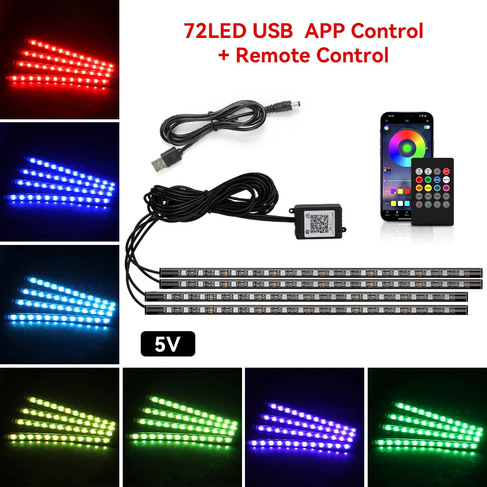 Car Interior RGB Ambient Light Kit – Music-Sync LED Footwell Lights