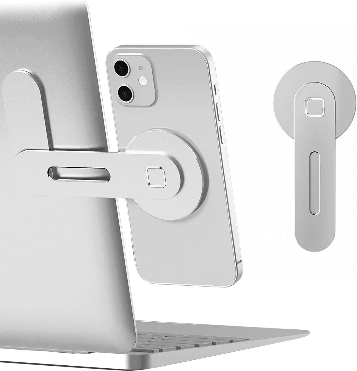 Slim Foldable Magnetic Phone Holder — Attaches to Laptop, Monitor & Metal Surfaces