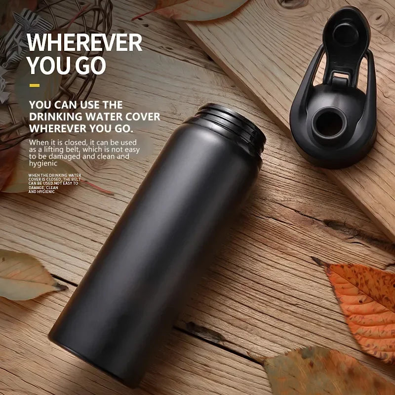 Leakproof Aluminum Sports Water Bottle — 600ml Reusable Bottle with Direct-Drink Lid