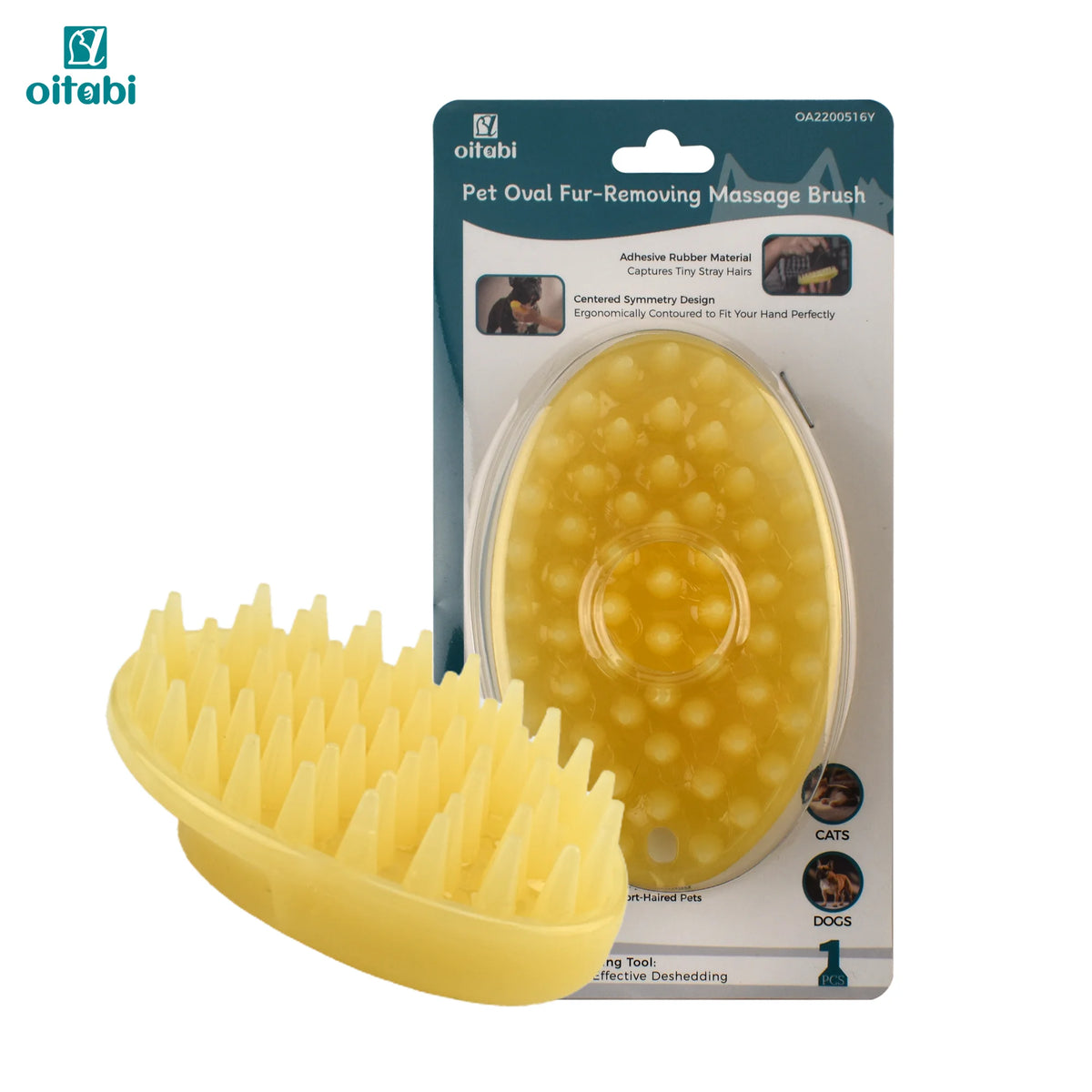 Soft Rubber Pet Grooming Brush for Short-Hair Dogs and Cats