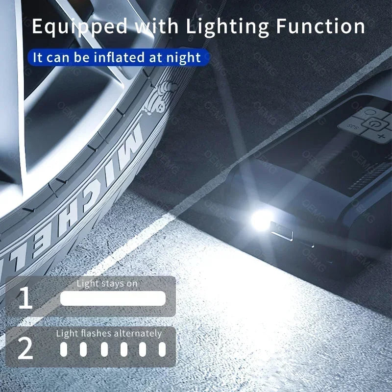 Portable Electric Tire Inflator Pump Tire Pressure Monitor for Cars and Motorcycles Emergency Inflator with Digital Pressure