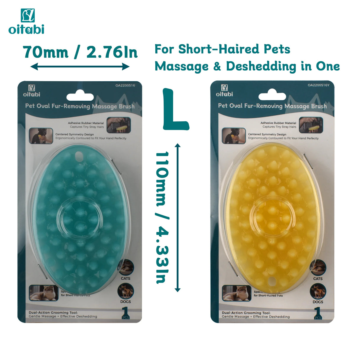 Soft Rubber Pet Grooming Brush for Short-Hair Dogs and Cats