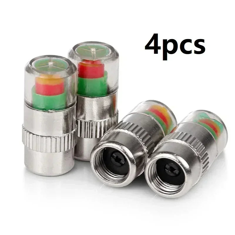 Tire Pressure Indicator Valve Caps — 4 or 8 Pack