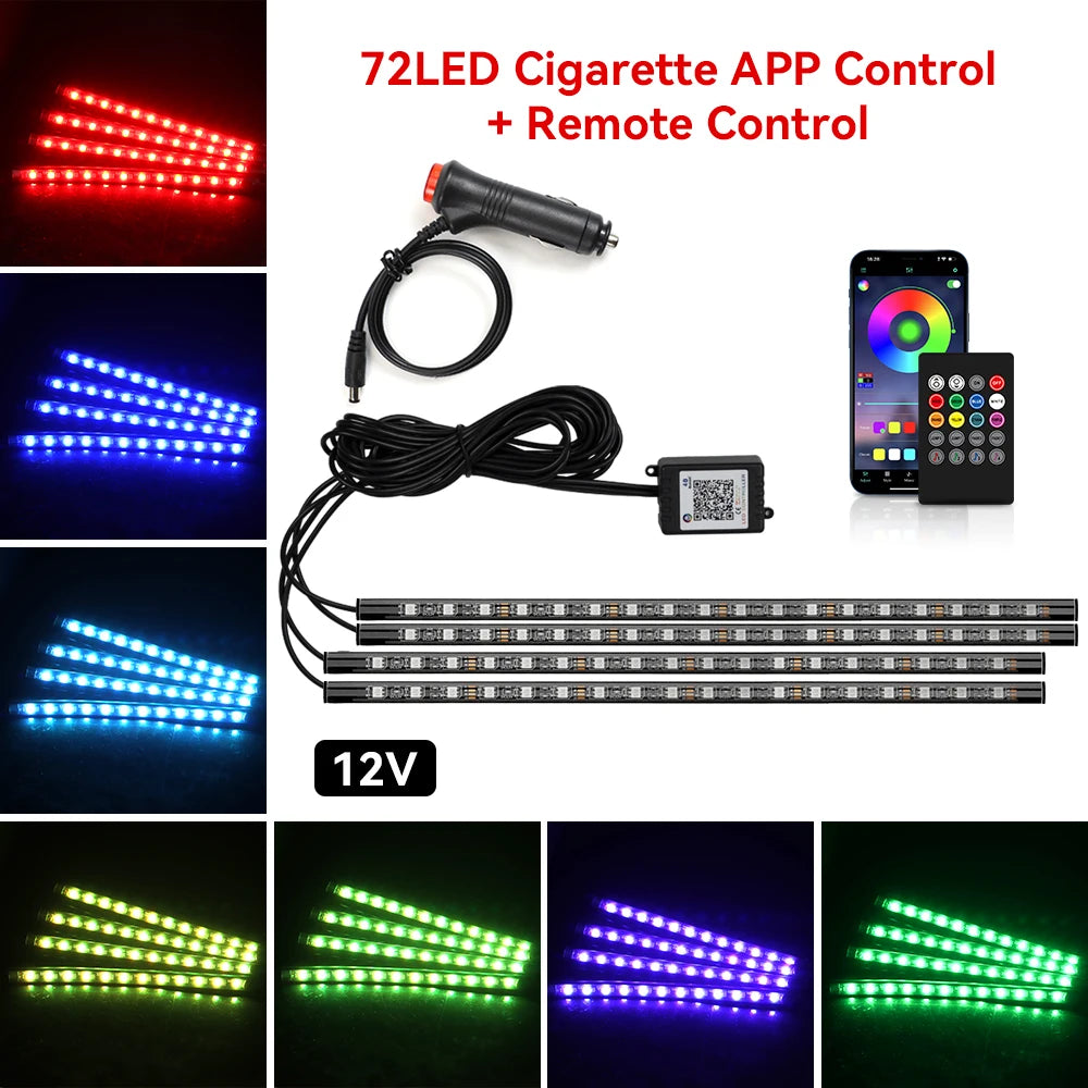 Car Interior RGB Ambient Light Kit – Music-Sync LED Footwell Lights
