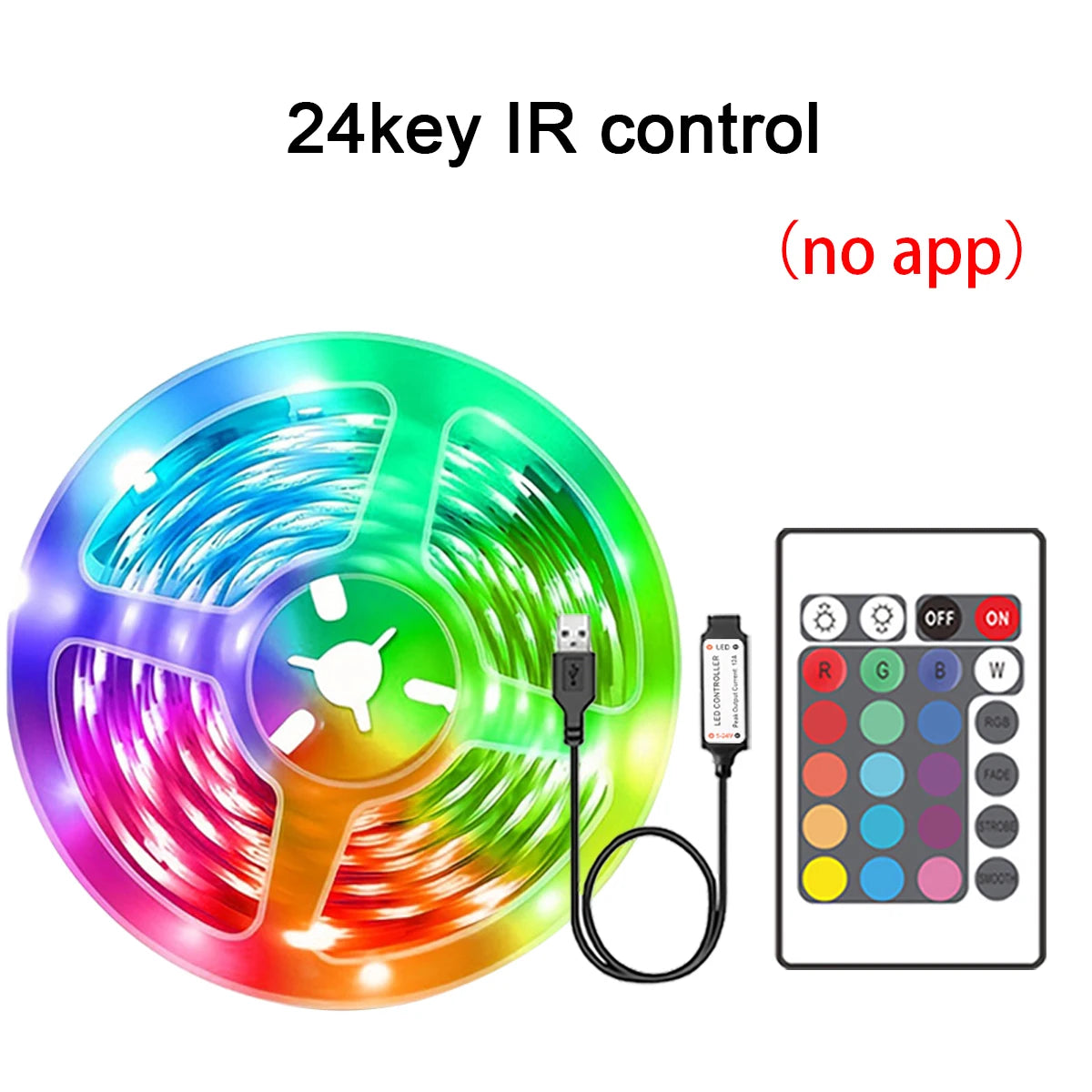RGB LED Strip Lights with APP Control — Flexible Ribbon Tape Light for Room & Bedroom Decor