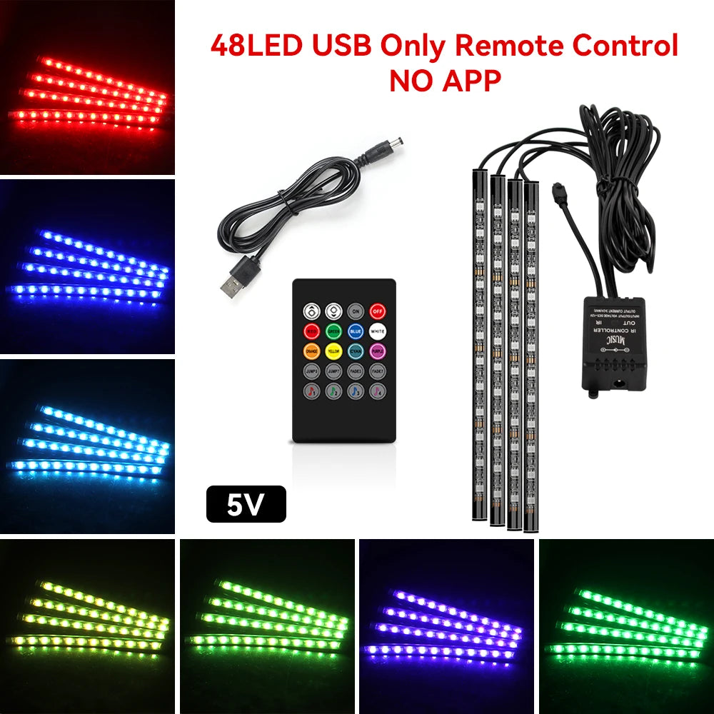 Car Interior RGB Ambient Light Kit – Music-Sync LED Footwell Lights