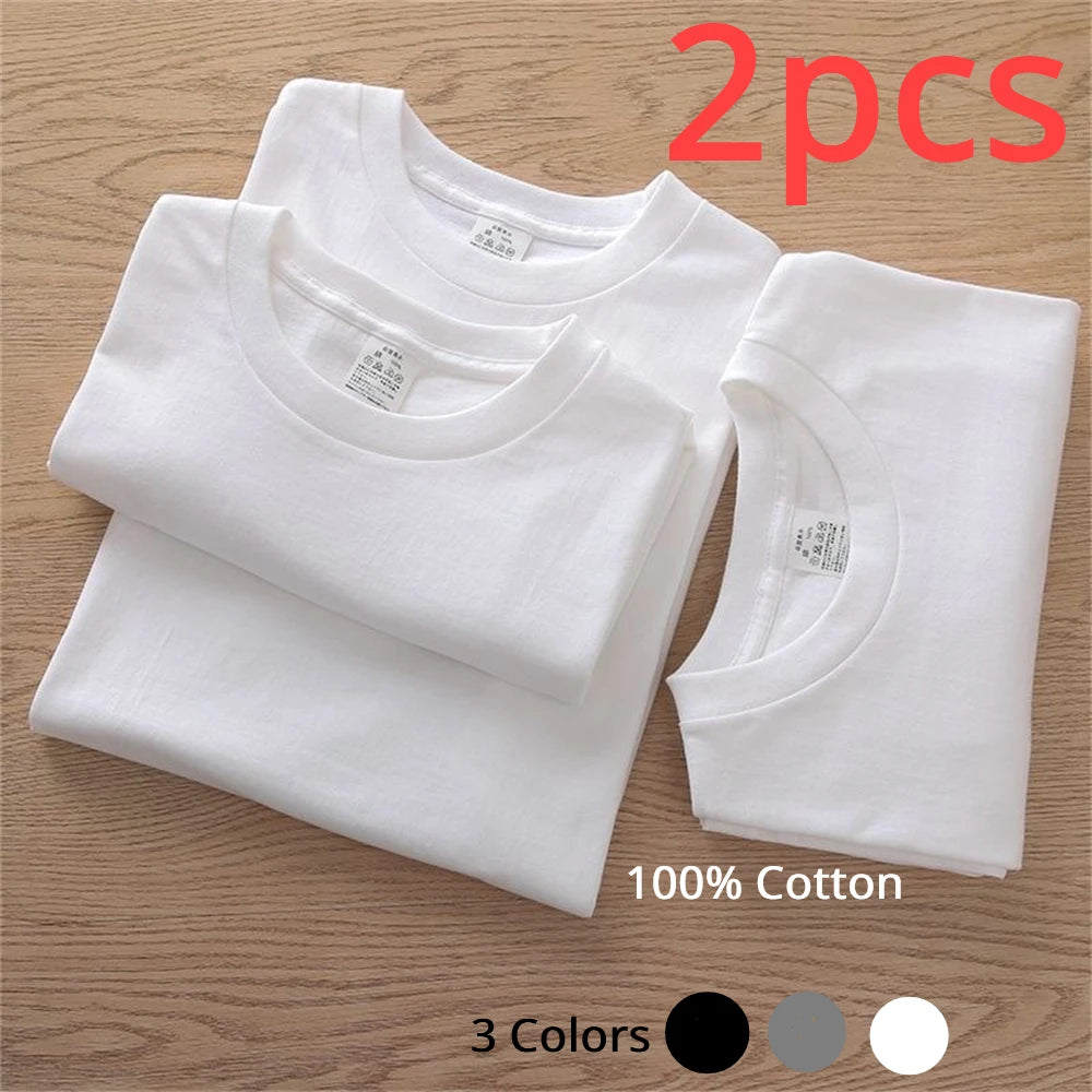 Unisex Cotton Solid T-Shirt 2-Pack