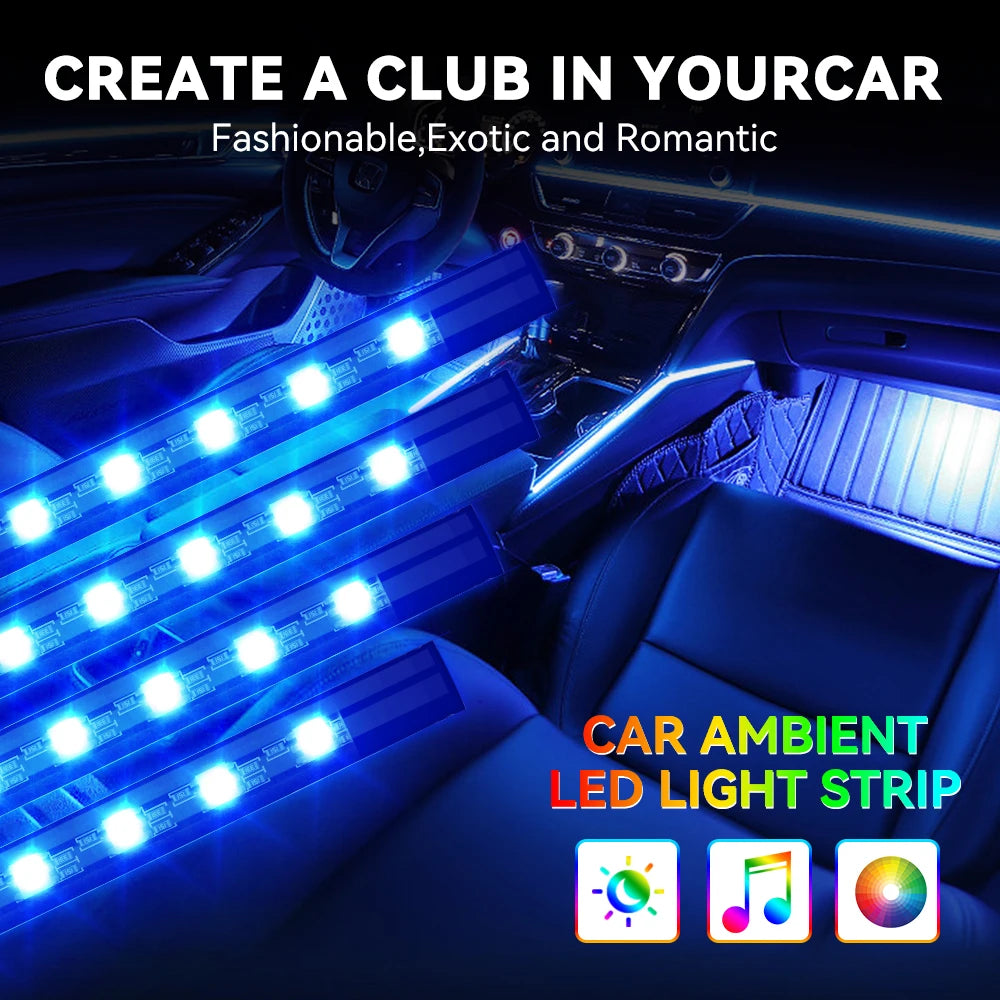Car Interior RGB Ambient Light Kit – Music-Sync LED Footwell Lights