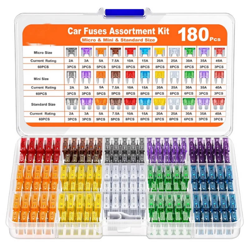 180-Piece Car Blade Fuse Assortment Kit