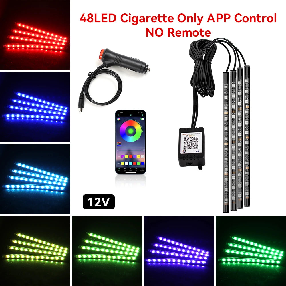 Car Interior RGB Ambient Light Kit – Music-Sync LED Footwell Lights