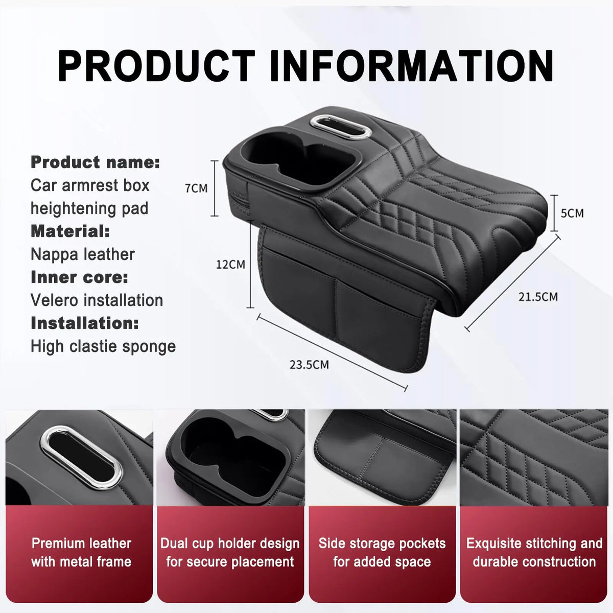 Car Armrest Cushion with Compartments