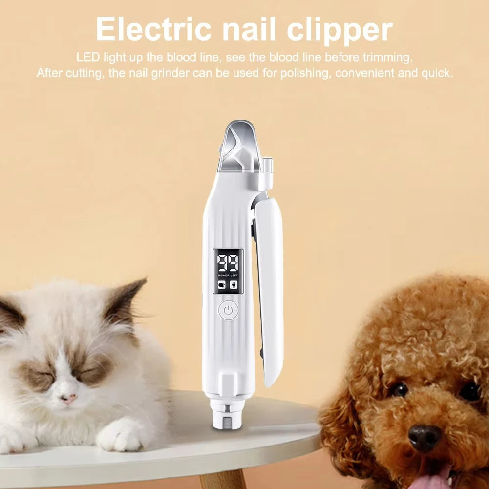 2-in-1 Electric Pet Nail Trimmer and Grinder with LED Light
