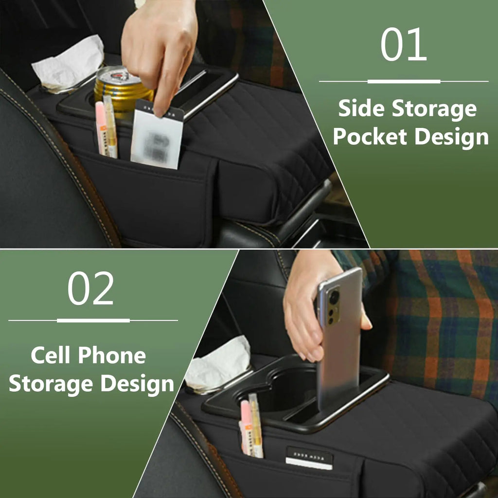 Car Armrest Cushion with Compartments