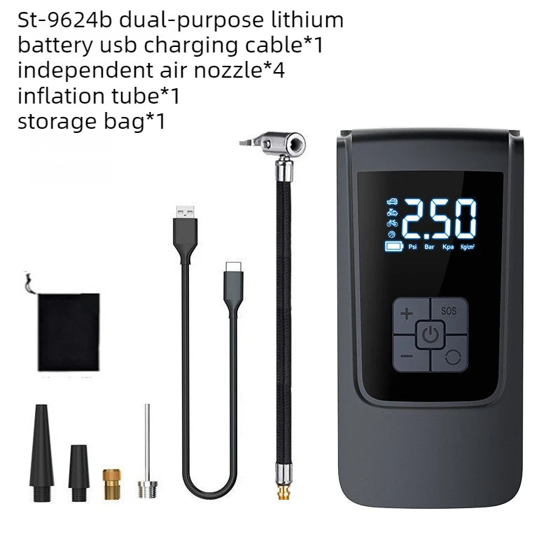 Portable Electric Tire Inflator Pump Tire Pressure Monitor for Cars and Motorcycles Emergency Inflator with Digital Pressure