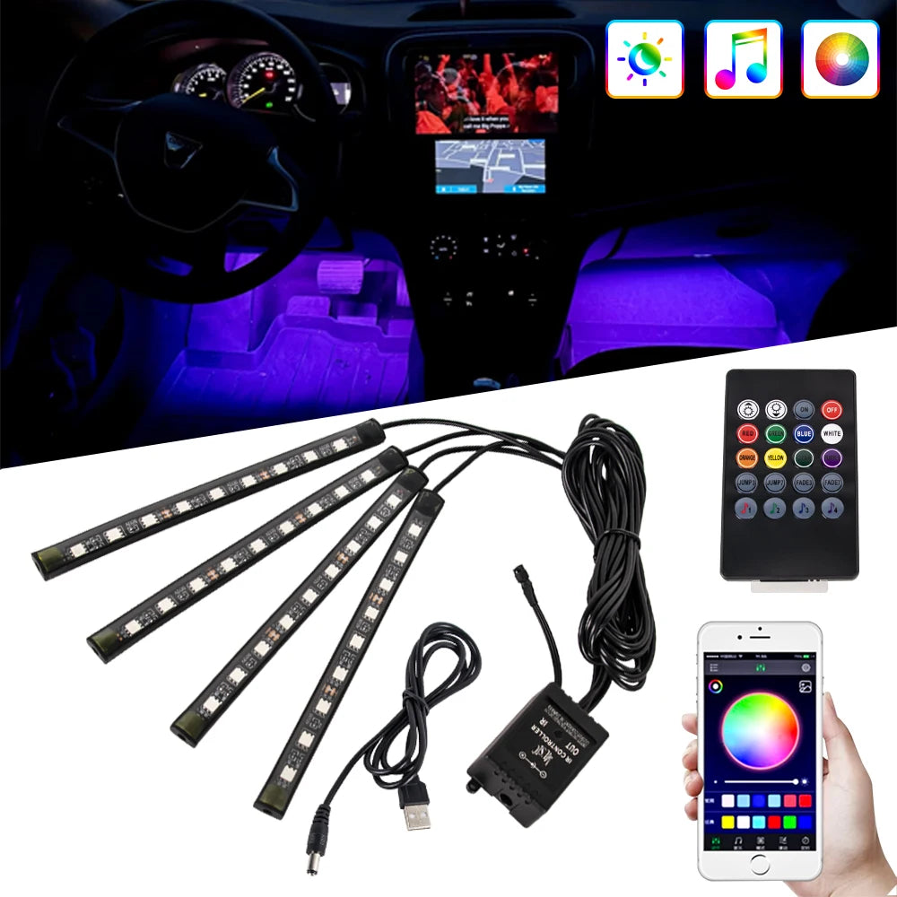 Car Interior RGB Ambient Light Kit – Music-Sync LED Footwell Lights