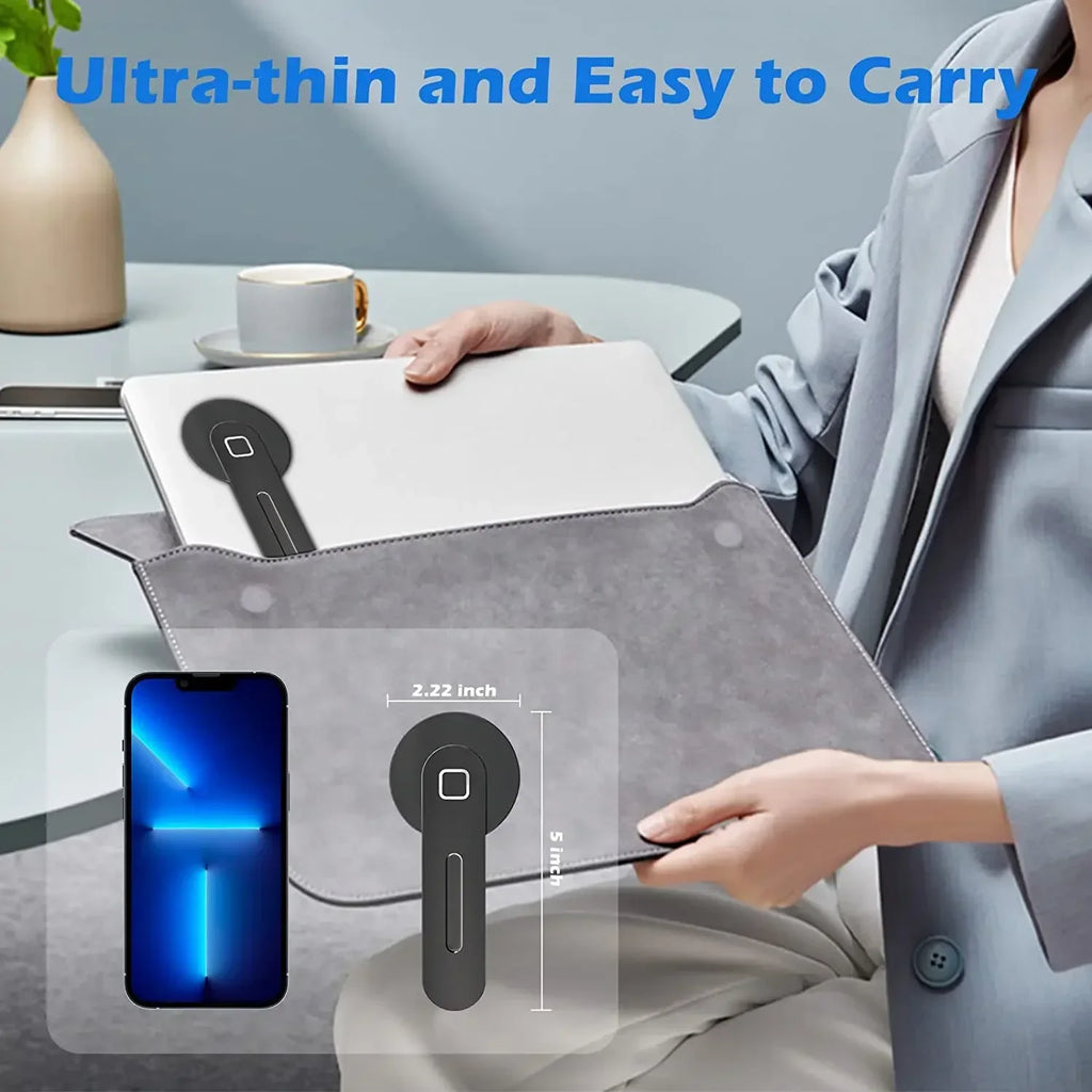 Slim Foldable Magnetic Phone Holder — Attaches to Laptop, Monitor & Metal Surfaces