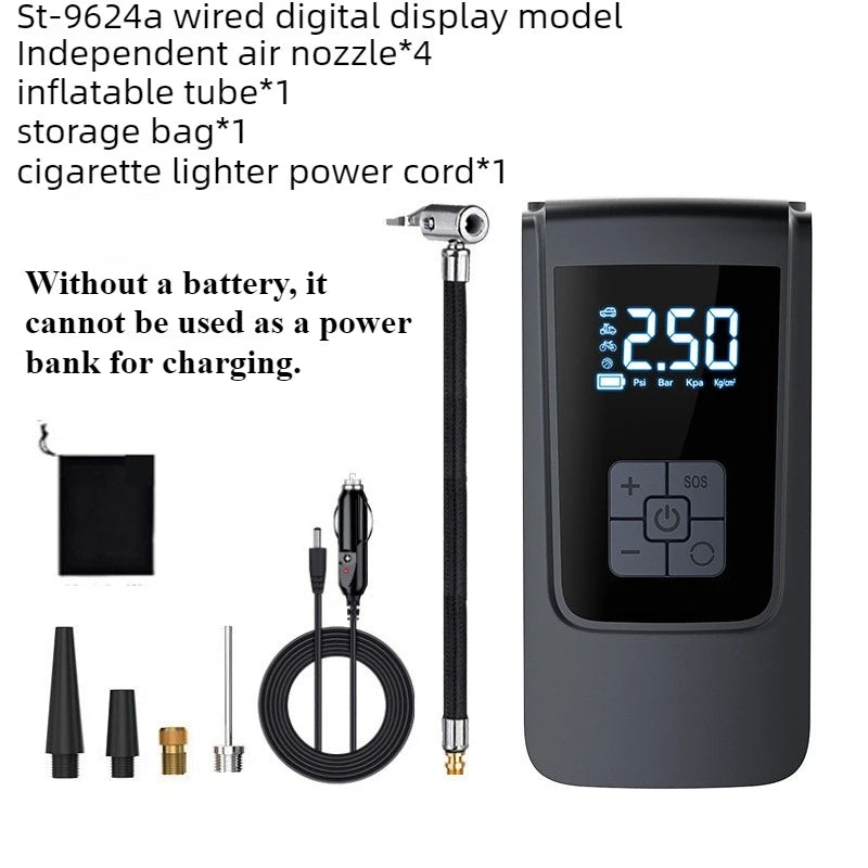 Portable Electric Tire Inflator Pump Tire Pressure Monitor for Cars and Motorcycles Emergency Inflator with Digital Pressure