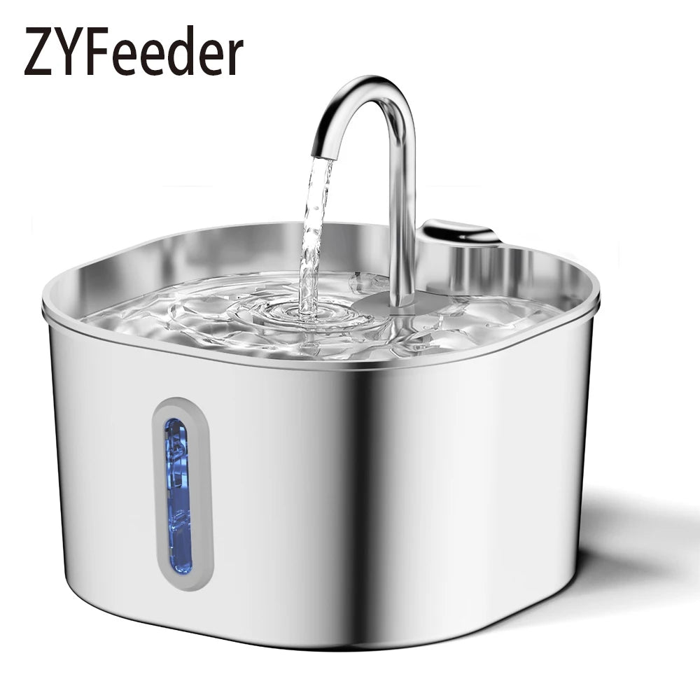 Automatic Stainless Steel Pet Water Fountain — 2.2L with Sensor and Filters