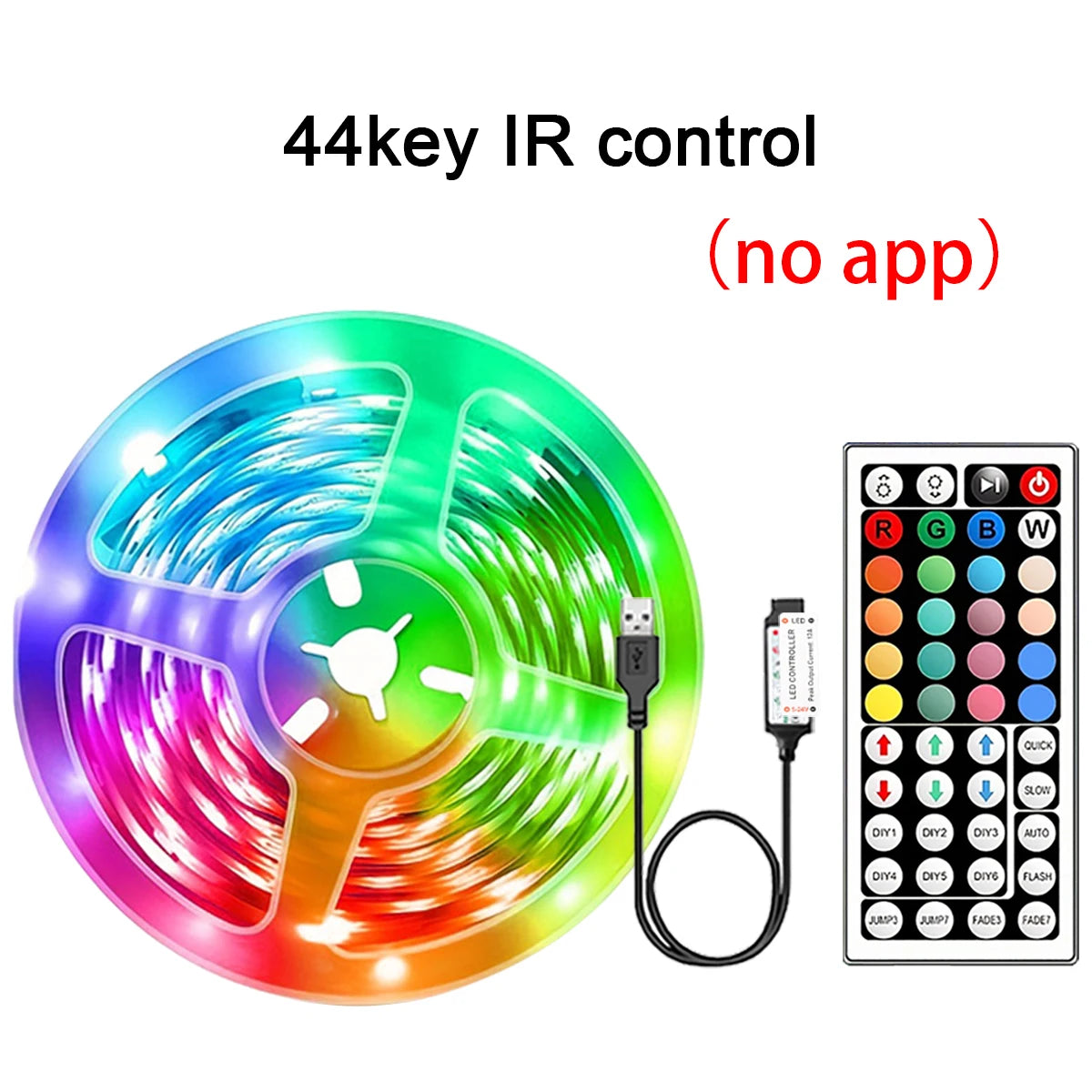 RGB LED Strip Lights with APP Control — Flexible Ribbon Tape Light for Room & Bedroom Decor