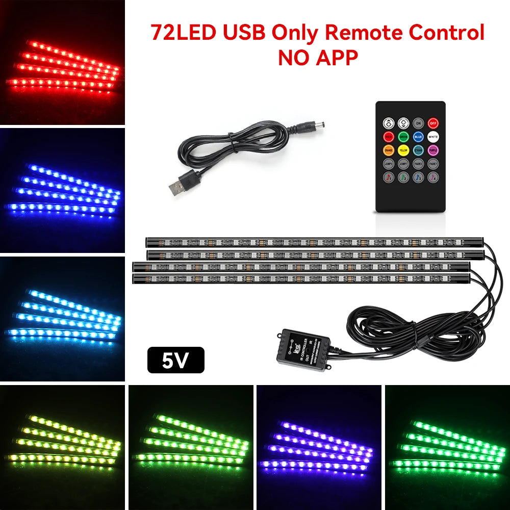 Car Interior RGB Ambient Light Kit – Music-Sync LED Footwell Lights