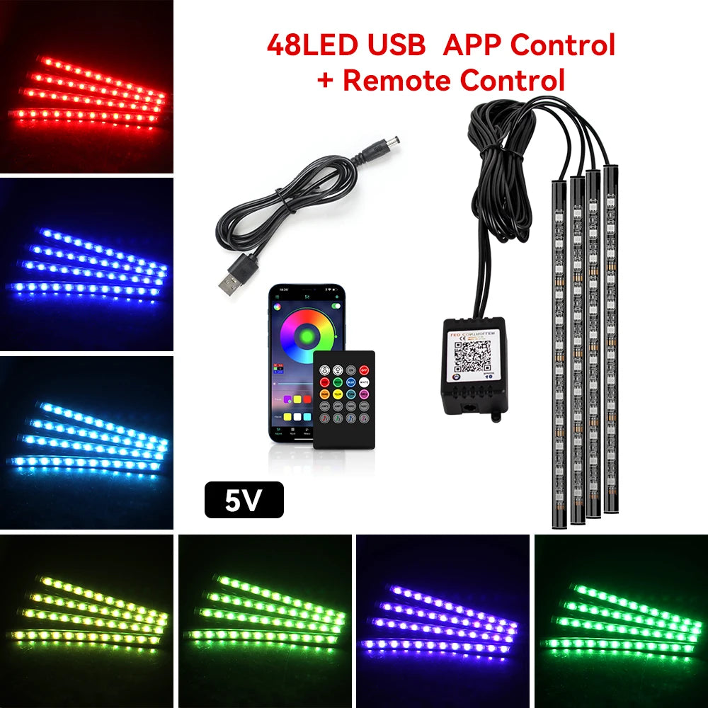 Car Interior RGB Ambient Light Kit – Music-Sync LED Footwell Lights